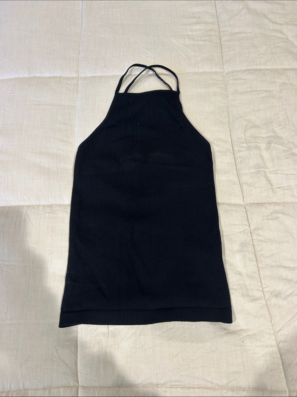 Free People Black Ribbed Halter Tank